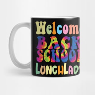 Retro Welcome Back To School Lunch Lady Groovy Tie Dye Mug